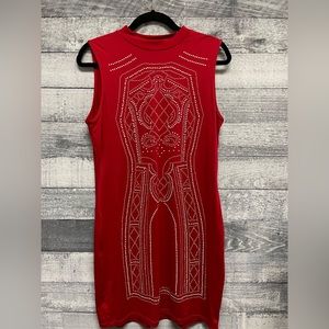 Say what ny sleeveless dress large red xl rhinestone pattern